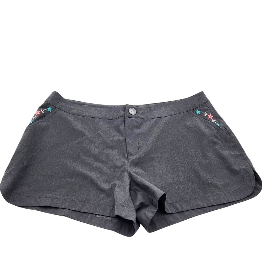 Alp-n-Rock Gray Floral Embroidered Athletic Beach Outdoor Shorts Women’s Size 3